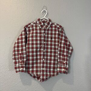 Ralph Lauren Boy's Size 4T Red Plaid Long Sleeve‎ Button Down Shirt